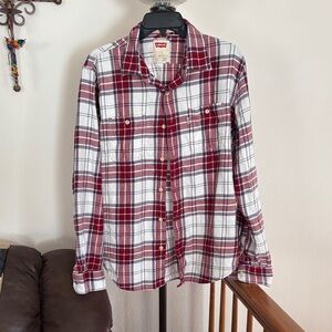Levi's Burgundy and White Checkered Shirt(unisex)